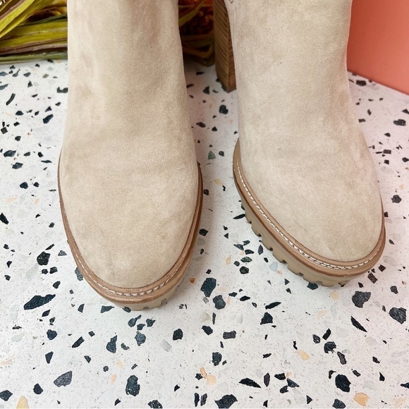 Vince Camuto Erinia Taupe Lug Sole Leather Suede Midi Heeled Women’s Boots Sz 10 - Picture 2 of 9